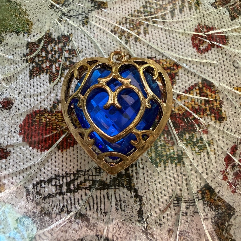 Royal Blue and Gold Heart Necklace
